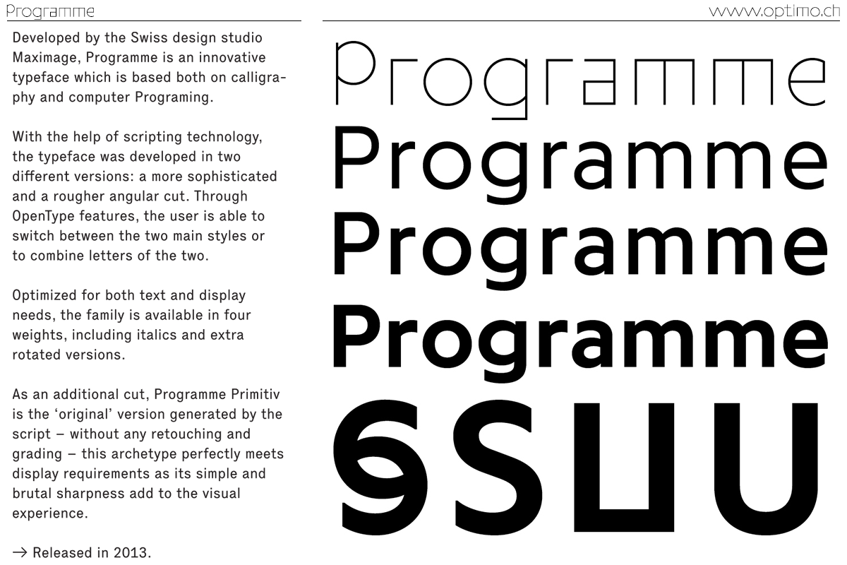 Пример шрифта Programme